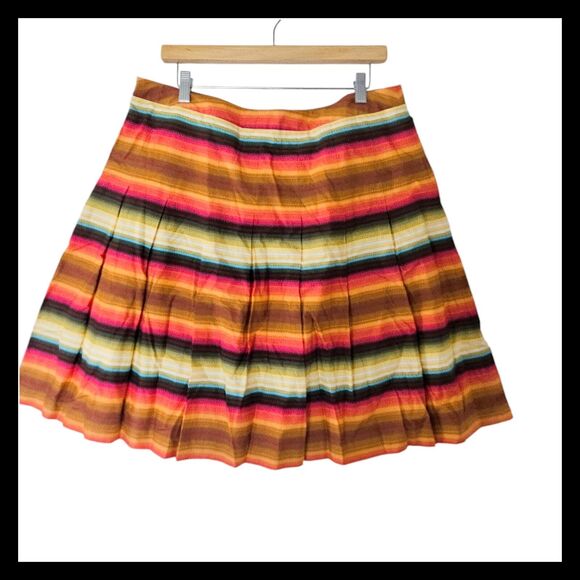Talbots Dresses & Skirts - Talbots Pleated Full Skirt‎ Women Petite Size 16P Multicolor Stripe Cotton Lined